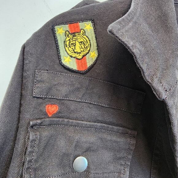 Chaser Military Jacket Size M Black Canvas Embroidered Patches Moto Punk Biker - Picture 8 of 16
